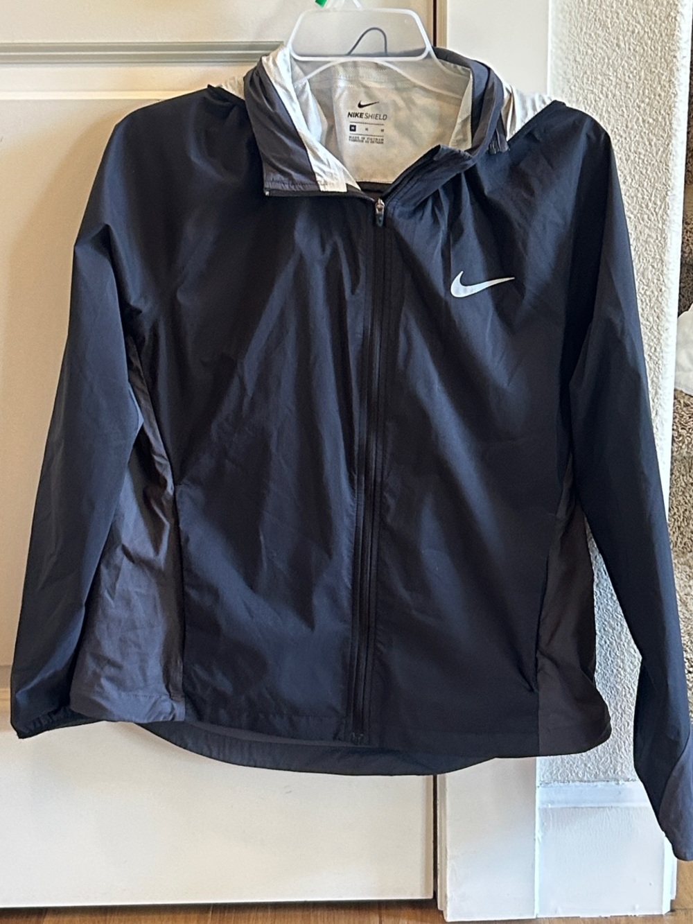 Nike Black Windbreaker Jacket with White Swoosh
